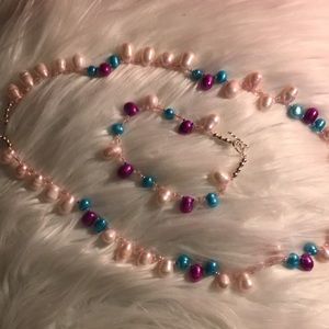 🔥Colorful Faux Pearl Necklace and Bracelet